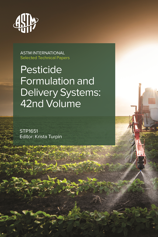 book cover for Pesticide Formation and Delivery Systems 42nd Volume, with a farm field of greens